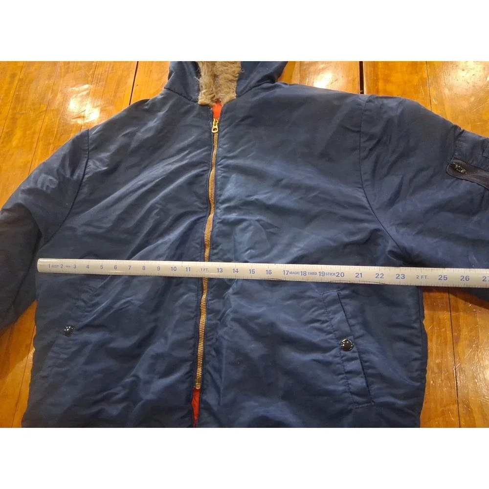 VTG Mens Unitog Union Bomber Jacket Fur Hood Mens Large 42R Blue Orange 1960's